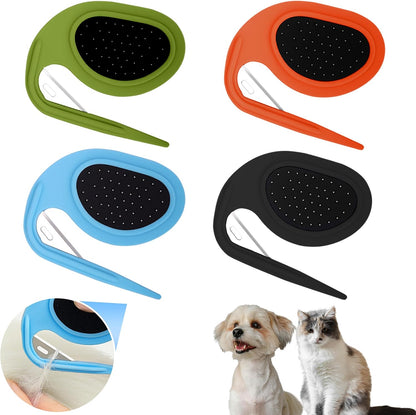 Double Row Undercoat Rake for Dogs & Cats - Wooden Handle Metal Dog Comb, Pet Grooming Dog Rake for Deshedding & Detangling