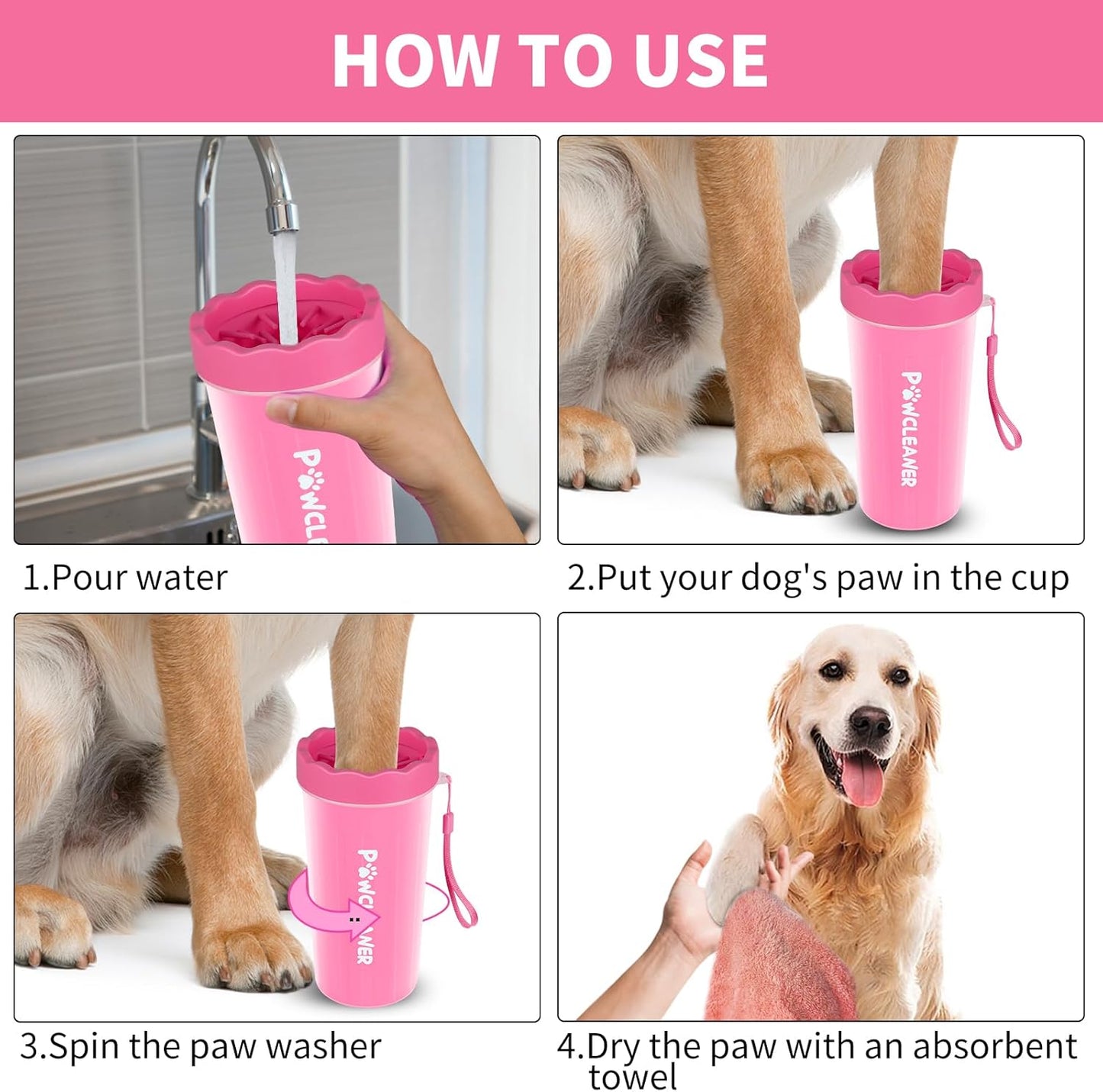 Professional 7 in 1 Dog Paw Cleaner for Dogs & Cats - Includes 1 Portable Paw Washer, 1 Bath Brush, 2 Dog Toothbrushes and 3 Absorbent Towels Note: Fits Paws up to 2 Inches Wide (Small, Blue)