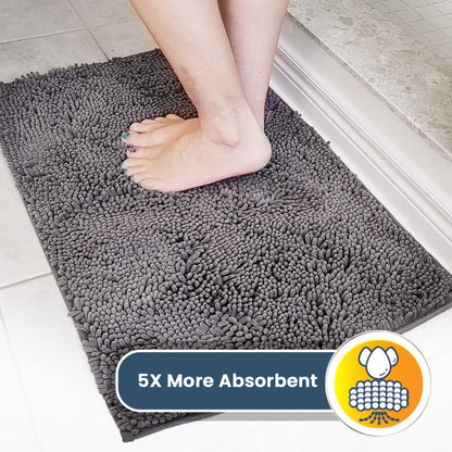 Muddy Mat® Pack of 3 Highly Absorbent Microfiber Dog Door Mat and Pet Rug, Non Slip Thick Washable Area Mat Soft Chenille for Kitchen Bathroom Bedroom and Outdoor - Beige Small, Medium & Large