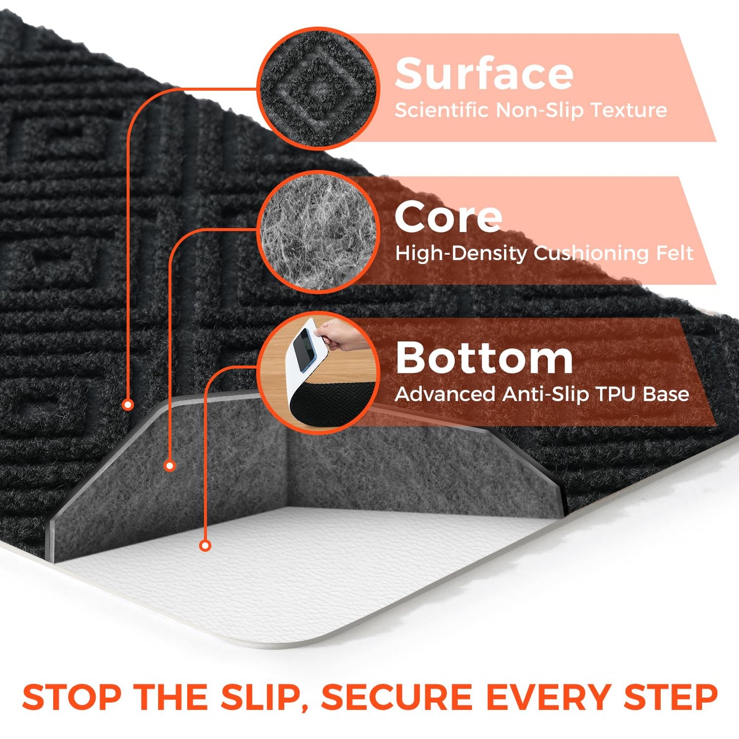 BAGAIL 15 Pack Non-Slip Stair Treads for Wooden Steps, 8"x30" Peel and Stick Carpet Stair Runners, Machine Washable Indoor Step Covers with No-Residue Adhesive for Dogs, Kids & Elderly - Dark Gray