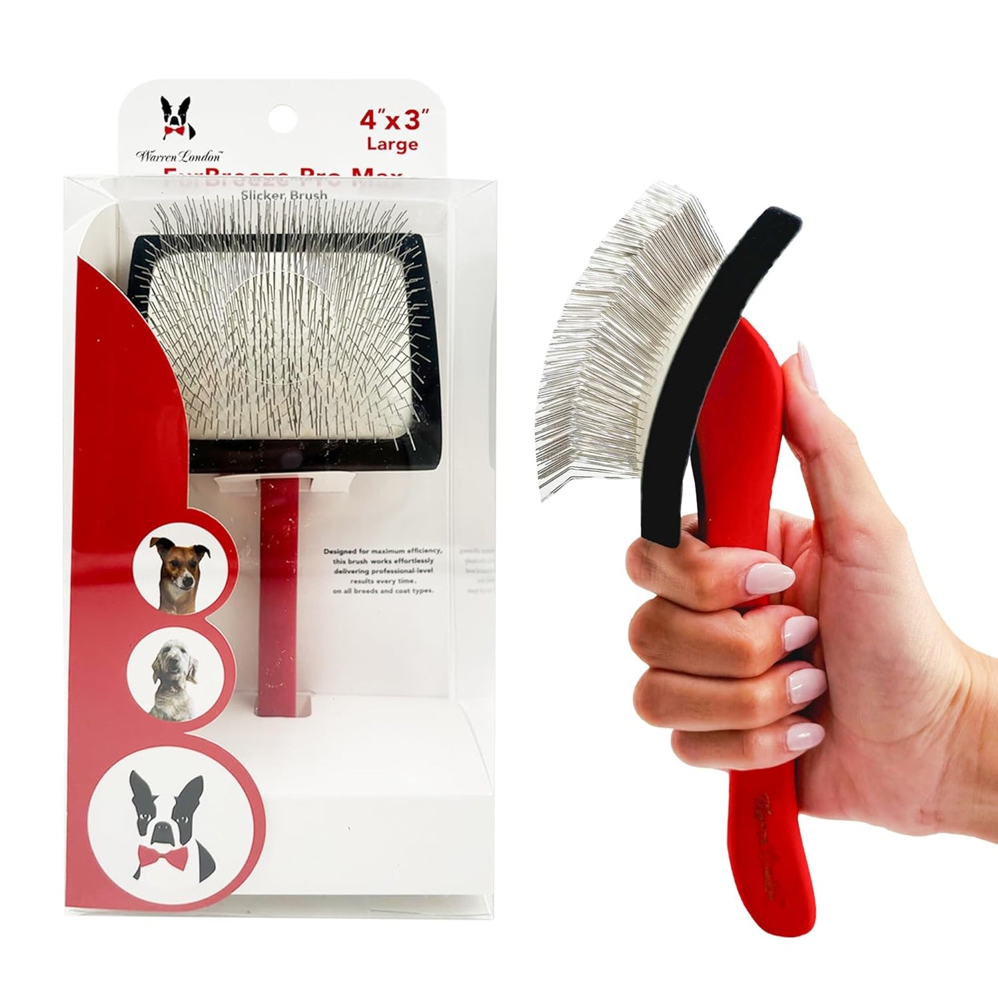 Warren London Gentle Touch Slicker Brush for Puppies & Small Dogs – 4" x 2" Soft Pin Grooming Brush – Tangle Remover for Sensitive Skin – Compact, Lightweight & Easy to Use