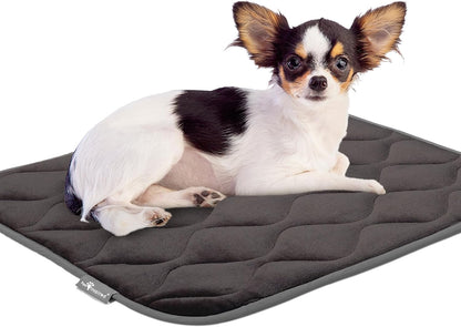 Paw Inspired Washable Padded Crate Mats for Dogs | 29” x 18” Pad, Fits 30-inch Kennels | Leakproof, Waterproof Bottom, Plush Pet Beds (Gray)