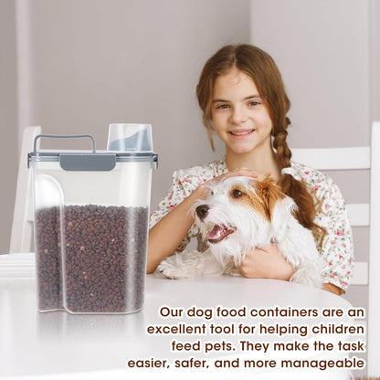 TBMax Dog Food Storage Container 5-7 lbs, Airtight Cat Food Container with Larger Spout & Measuring Cup, Portable Pet Food Storage Dispenser for Small Animal Kibble Storage, Bird Seed Container