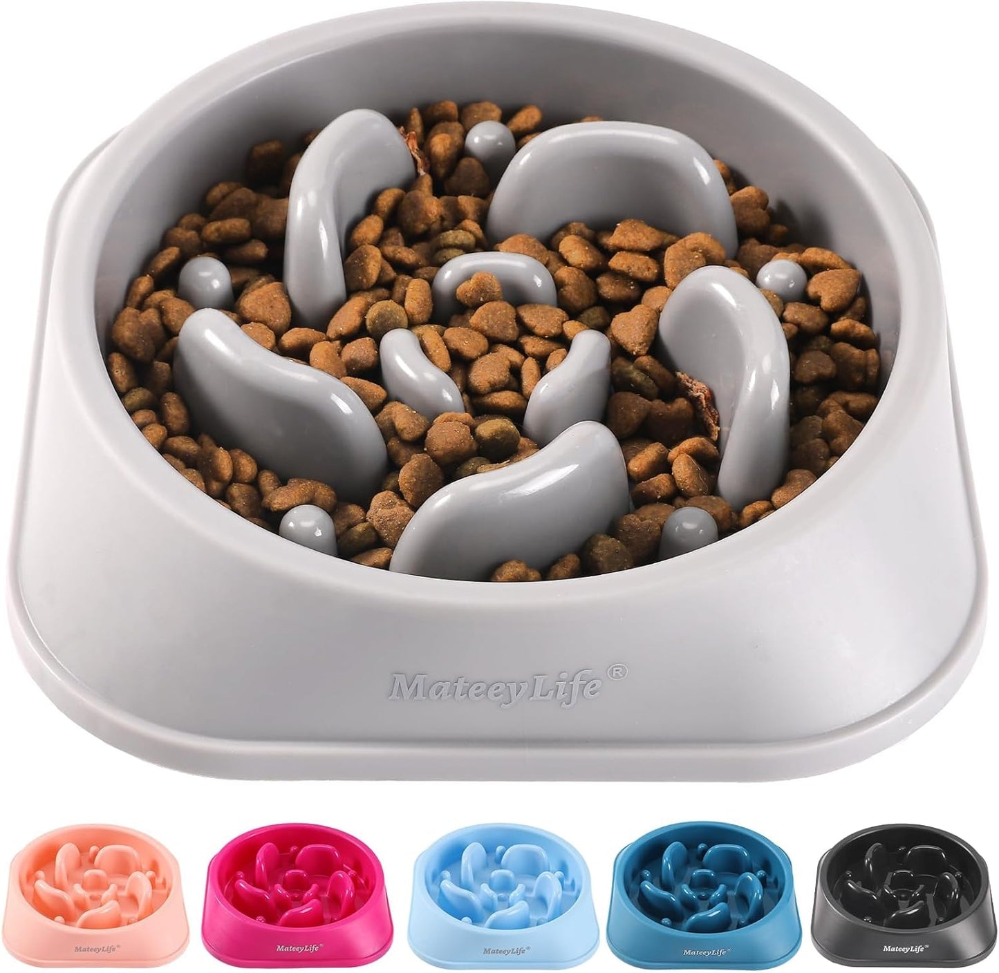 MateeyLife Slow Feeder Dog Bowls 2PCS, Anti-Choking Puzzle Dog Food Bowls, Anti-Slip Interactive Feeding Slow Down Eating, Bloat Stop Maze Dishes for Medium Breeds Pink&Purple