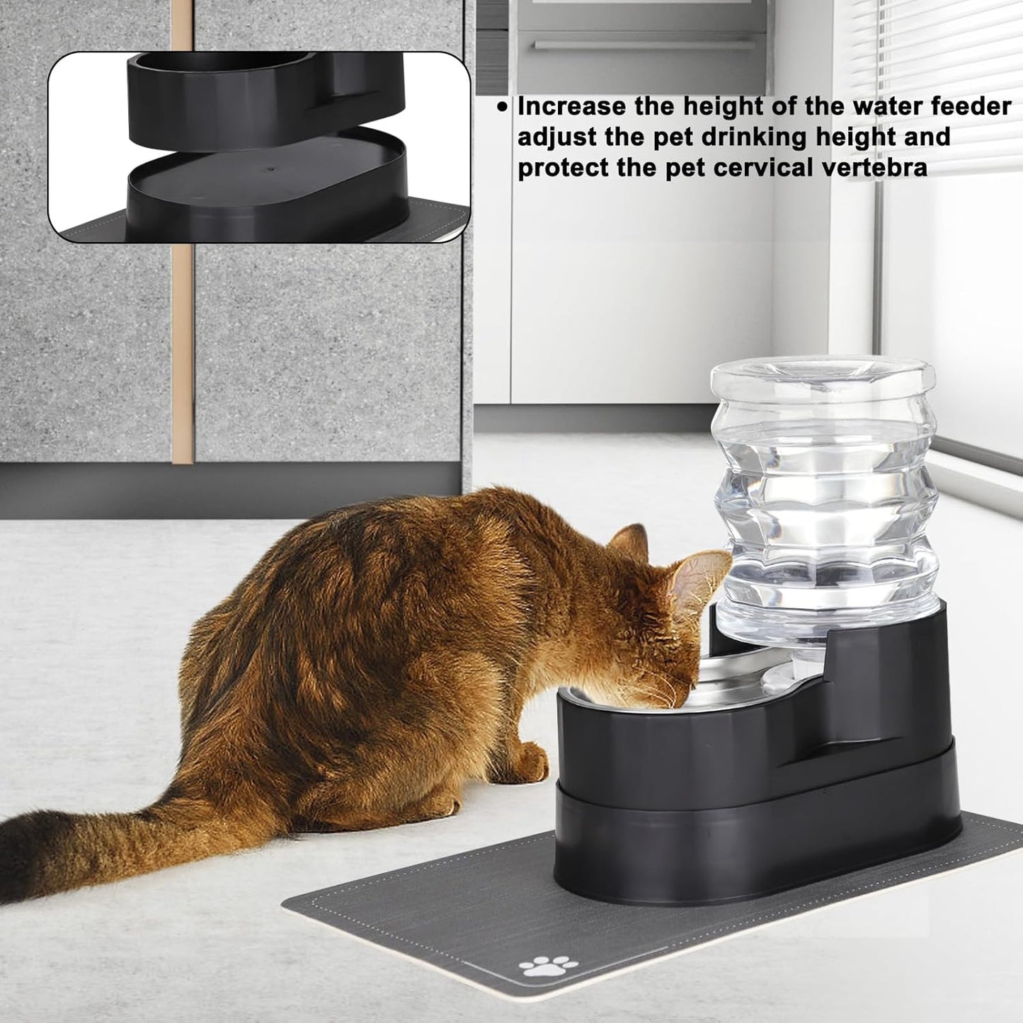 RIZZARI 8L Elevated Pet Water Dispenser – Stainless Steel Gravity Waterer with Auto-Refill Design for Medium and Large Dogs & Senior Pets -Comfortable Drinking Height for Living Rooms,Multi-Pet Homes