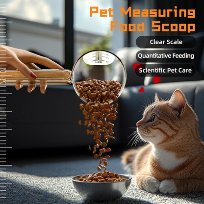 MANON ROSA Pet Food Measuring Scoop with Closure Clip - 3/4 Cup (6 Oz) Feeding Spoon for Dogs, Cats, Rabbits, Dishwasher Safe for Scientific Feeding (Transparent)
