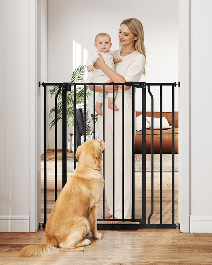 Baby Gate No Drilling, 29"-40" Auto Close Dog Gate Indoor for Doorways & Stairs, Pressure Mounted Adjustable Pet Gate, Easy Walk Through Child Gate for Children & Pets Stroller Friendly, White