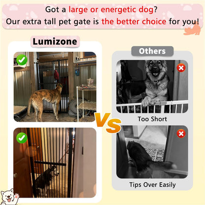 Lumizone Extra Tall Cat Gate 61.02" High Pressure Mounted Extra Wide 30.12"-34.05" (17Sizes) 1.37" Gap No Drilling Auto-Close Tall Pet Gate for Dogs (Black, 30.12"-34.05" W)