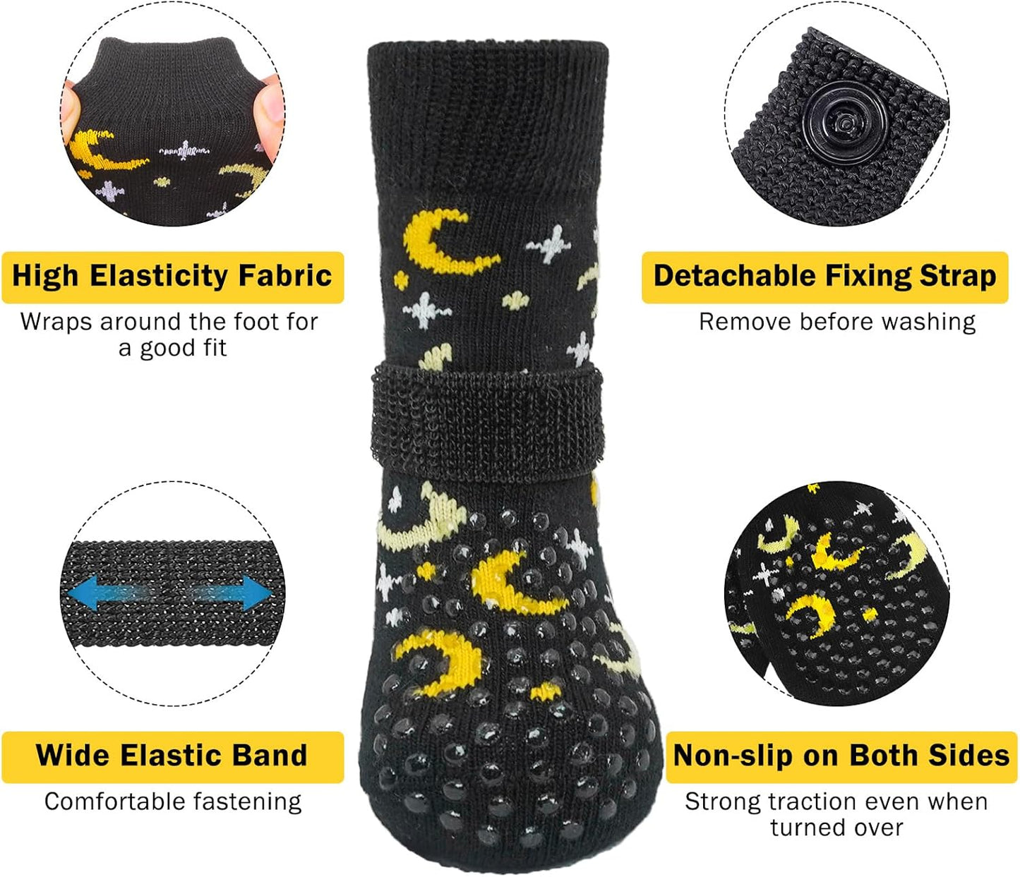 SCENEREAL 6Pcs Anti Slip Dog Socks to Prevent Licking Paws for Hot/Cold Pavement, Dog Grippy Socks for Hardwood Floors, Dog Shoes for Boots & Paw Protectors for Puppy Small Medium Large Senior Dogs
