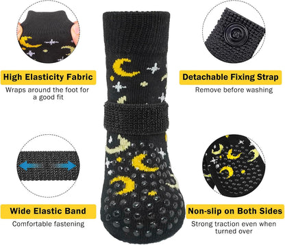 SCENEREAL 6Pcs Anti Slip Dog Socks to Prevent Licking Paws for Hot/Cold Pavement, Dog Grippy Socks for Hardwood Floors, Dog Shoes for Boots & Paw Protectors for Puppy Small Medium Large Senior Dogs