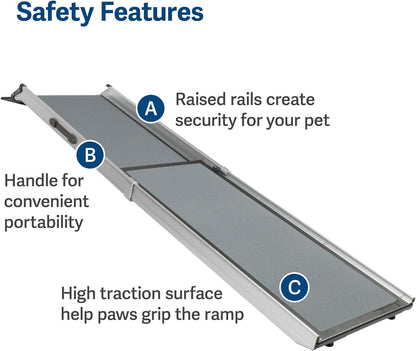 PetSafe Happy Ride Telescoping Dog Ramp, Portable Pet Ramp for Cars, Trucks & SUVs with Adjustable Sizing