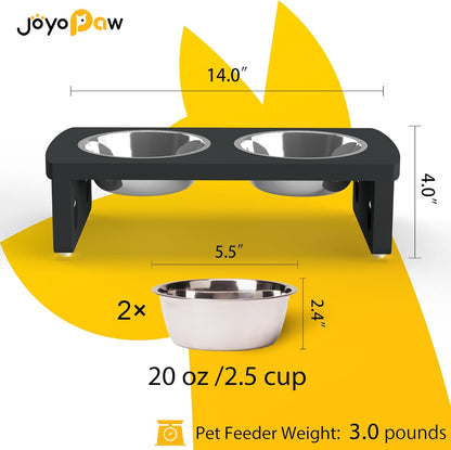 Elevated Dog Bowls, Bamboo Raised Dog Bowl for Medium Dogs, with 2 Stainless Steel Bowls (7'' Tall-40 oz Bowl)