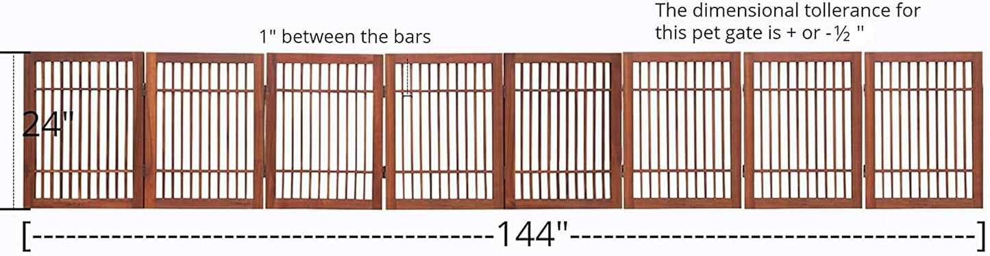 Urnporium Freestanding Wooden Dog Gate for Doorways – Foldable Acacia Wood Pet Gate, No Drill Portable Indoor/Outdoor Puppy Fence Barrier (White Pet Gate, 3 Panel 24" Tall)