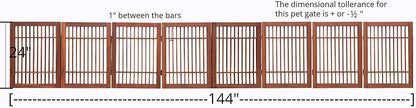 Urnporium Freestanding Wooden Dog Gate for Doorways – Foldable Acacia Wood Pet Gate, No Drill Portable Indoor/Outdoor Puppy Fence Barrier (White Pet Gate, 3 Panel 24" Tall)