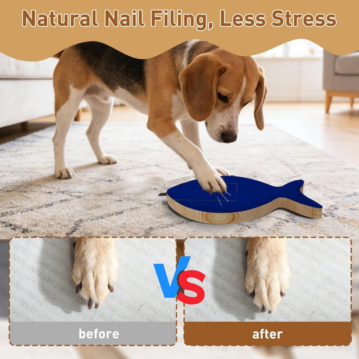Vivifying Dog Nail Scratch Board with Treat Drawer, Stress-Free Nail Filing Tool for Dogs, Alternative to Clippers for Front Paw Nails, Interactive Training Scratch Pad with Extra Sandpaper