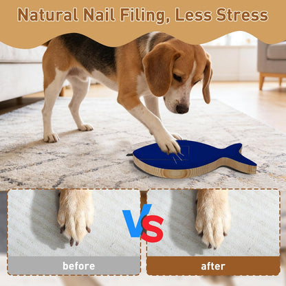 Vivifying Dog Nail Scratch Board with Treat Drawer, Stress-Free Nail Filing Tool for Dogs, Alternative to Clippers for Front Paw Nails, Interactive Training Scratch Pad with Extra Sandpaper