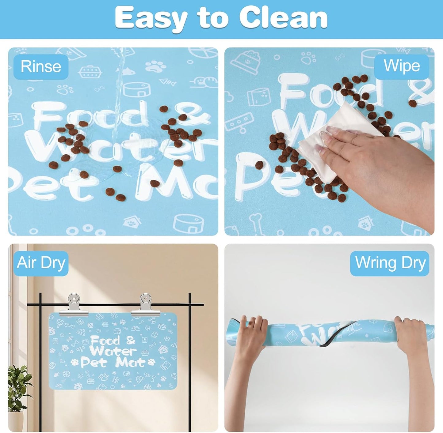 Pet Feeding Mat,Dog Cat Mat for Food and Water,Dog Bowl Waterproof Placemat with Rubber Backing,Absorbent Quick Dry Water Dispenser Mat for Pet（Dark Gray 12"×18"）