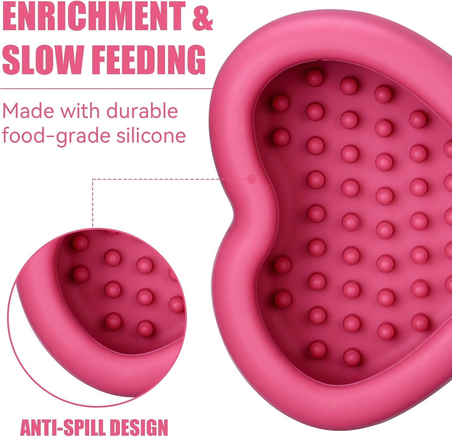 Freeze Dog Lick Bowl, Animire Non-Slip Slow Feeder Lick Mat for Dogs, Silicone Dog Enrichment Bowl for Distraction Anxiety Relief Boredom, BPA Free, Dishwasher Safe(Rose,S)