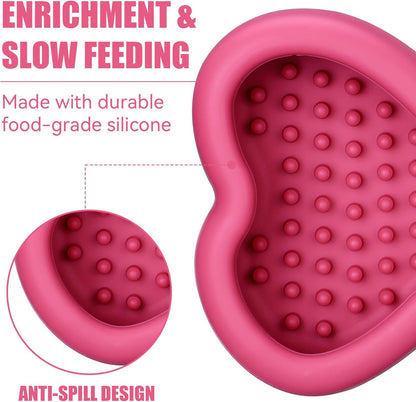 Freeze Dog Lick Bowl, Animire Non-Slip Slow Feeder Lick Mat for Dogs, Silicone Dog Enrichment Bowl for Distraction Anxiety Relief Boredom, BPA Free, Dishwasher Safe(Rose,S)