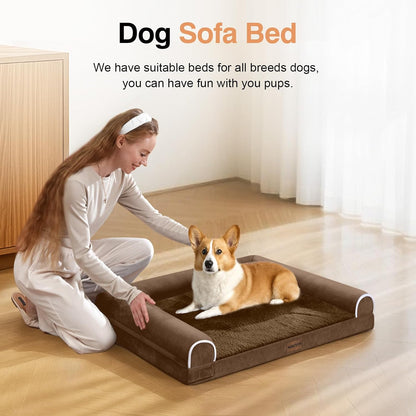 Large Dog Bed Orthopedic Washable: Beds Bolster XL Bed Large Big Dogs Memory Foam Couch Sofa Waterproof with Removable Cover