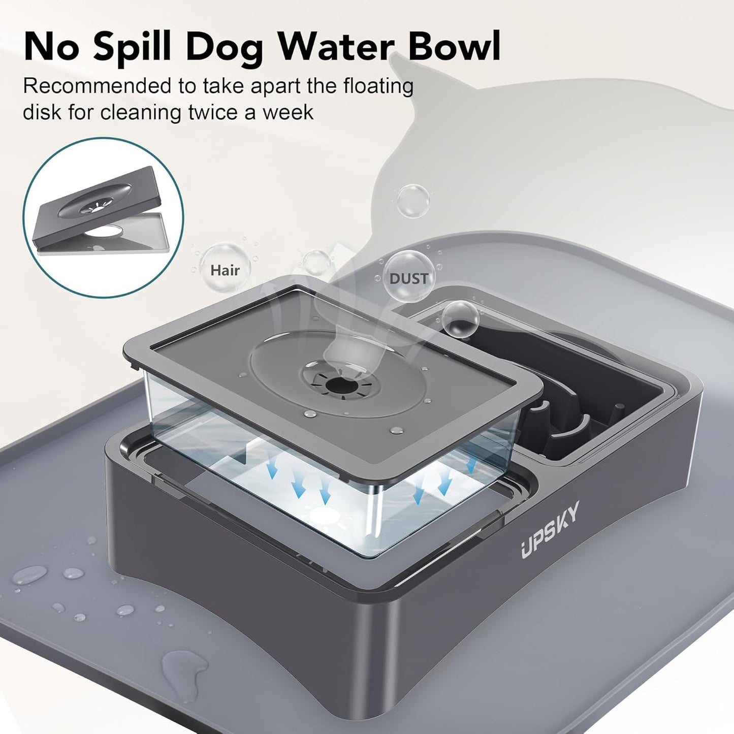 UPSKY 2-in-1 Elevated Dog Bowls Slow Feeder, 4 Height Adjustable Raised Bowl Stand, No Spill Dog Water Bowls, Anti-Slip Food and Water Bowls for Small Medium Dogs(Not Include Stainless Steel Bowl)