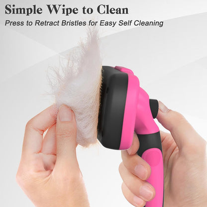 Swihauk Self Cleaning Slicker Brush for Dogs & Cats - Skin Friendly Deshedding and Grooming Brush for Haired Pets, Pet Supplies Accessory, Black