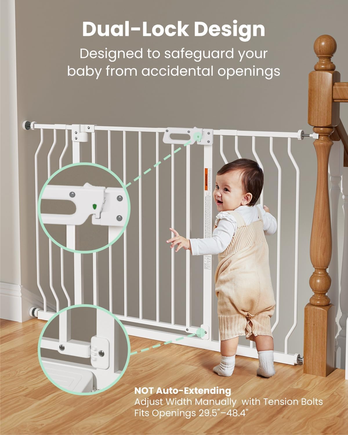 Mom's Choice-GROWNSY Baby Gate for Stairs, 30.5"-43" Pressure Mounted Pet Gate for Doorways-Auto Close Dog Gate for The House-Easy Installation & Walk Thru Wide Safety Gate, Black