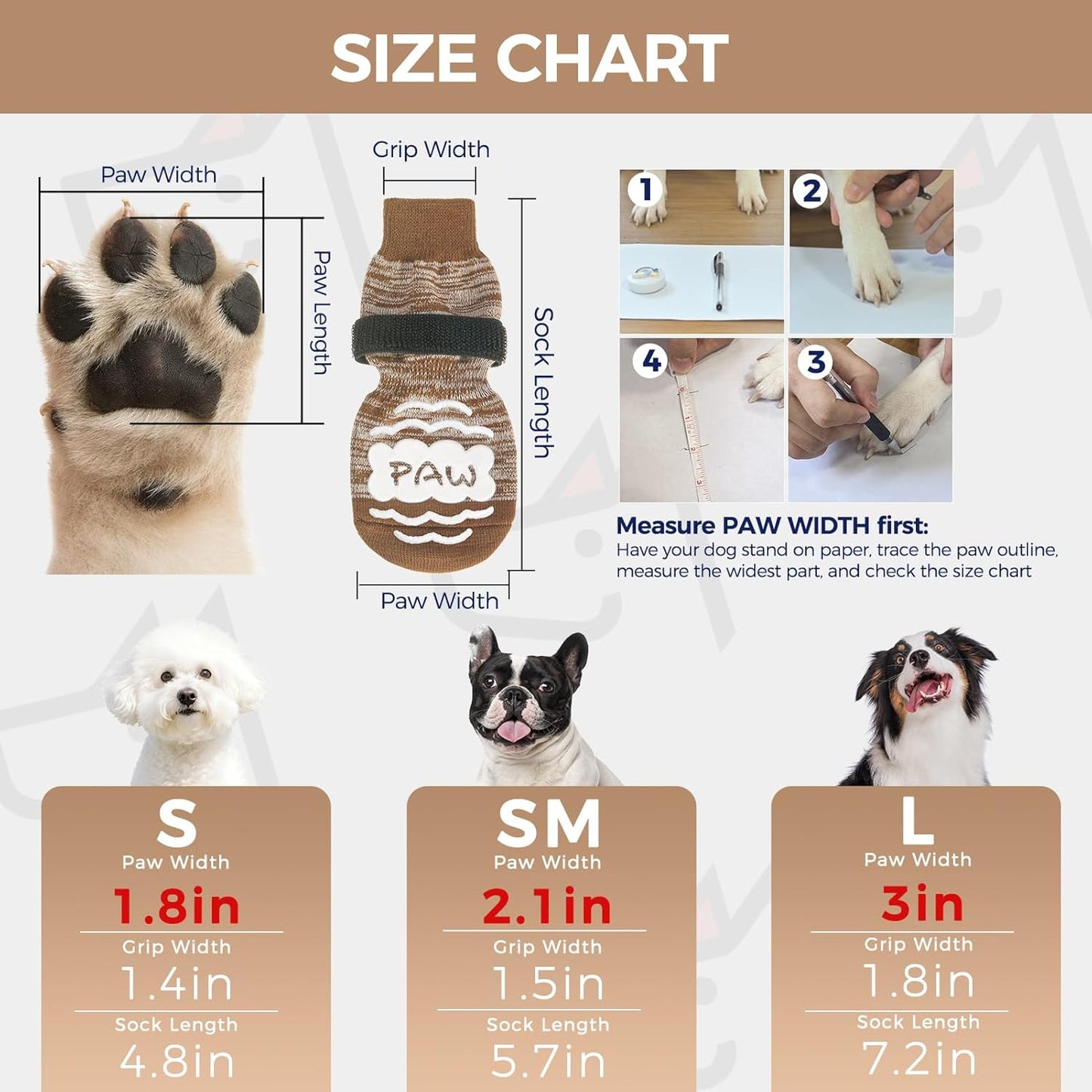BINGPET Dog Socks to Prevent Licking Paws -Dog Shoes for Hot Pavement,Extra-Thick Grippy Dogs Sock for Hardwood Floors Anti-Slip,4Pcs All-Weather Boots Paw Protector for Small Medium Large Senior Dogs