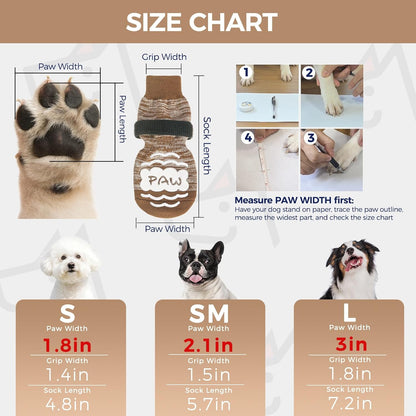BINGPET Dog Socks to Prevent Licking Paws -Dog Shoes for Hot Pavement,Extra-Thick Grippy Dogs Sock for Hardwood Floors Anti-Slip,4Pcs All-Weather Boots Paw Protector for Small Medium Large Senior Dogs