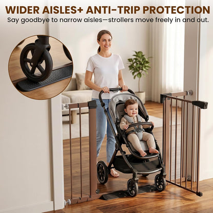 Baby Gate for Stairs, 29.7-40.6" Auto Close Dog Gate Indoor for Doorways, Dual-Lock Design, Adjustable Pet Gate No Drilling with Walk Thru Door for Hallways, Stroller Friendly, Black
