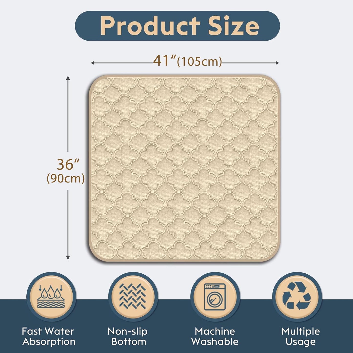 FunFurry Washable Pee Pads for Dogs - 4 Pack Reusable Pee Pads，Waterproof Puppy Pads，Pet Training Pads，Super Absorbent with Dog Paw Shape Non-Slip Backing (Cream, 18" X 24" - 4 Pack)