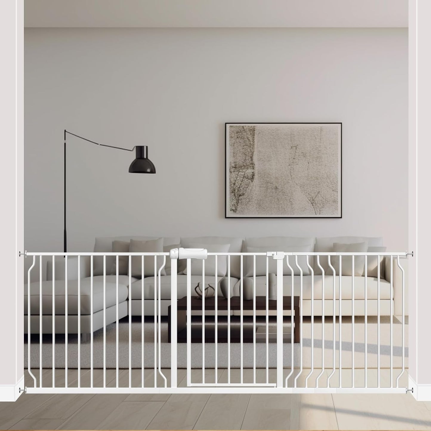 ALLAIBB Extra Wide Pressure Mount Baby Gate Auto Close Metal Child Dog Pet Safety Gates with Walk Through for Stairs,Doorways,Kitchen and Living Room (62.02-66.93"/158-170cm)