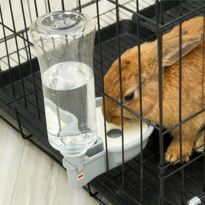 VANNON 16oz Pet Water Bottle, Gravity Dog Water Bowl Dispenser for Cage, Anti-Overflow Water Dispenser for Small Dogs, Cats, Rabbits and Other Small Animals, BPA Free, Grey