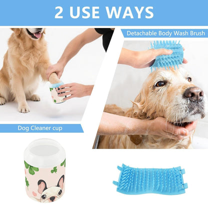 Dog Paw Cleaner Cups for Dogs Pet Foot Washer Paw Scrubber for Medium Small Dogs Cats Cleaning Cup Cute Yellow Fiesta Guitars Cacti and Ethnic Birds