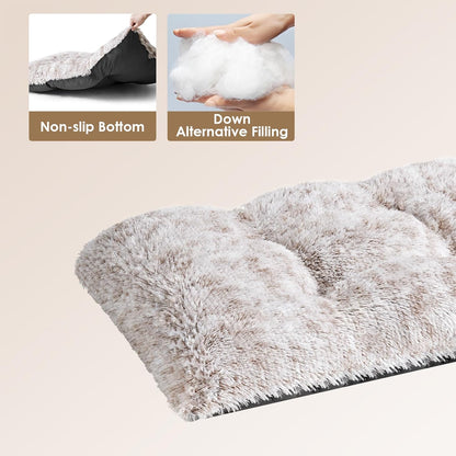 EHEYCIGA Fluffy Dog Crate Bed for Medium Dogs, Plush Faux Fur Crate Pad, Calming Anti Anxiety Medium Dog Bed, Washable Soft Warm Crate Mat with Non-Slip Bottom