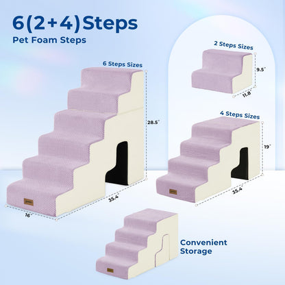 ZOMISIA Dog Ramp for Large Dogs - 24"H 5-Step Pet Stairs for High Beds with Tunnel, 2-in-1 Design with Zippers, Suitable for Indoor Cat Ladders with Non-Slip Bottom, Beige