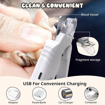 2-in-1 Dog Nail Trimmers & Dog Nail Grinder, Dog Nail Clippers with 2 LED Lights & Safety Guard, USB Rechargeable, Multiple Grinding Methods for Small, Medium, and Large Dogs & Cats (Green)