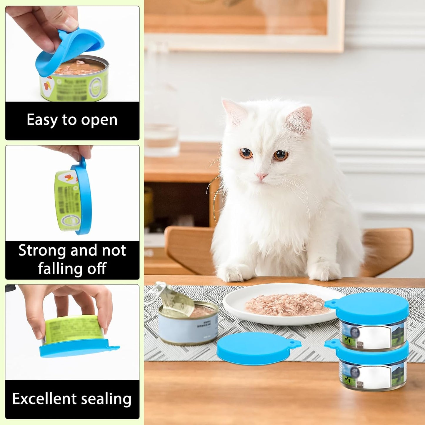 PINE & LINEN 4 Pcs 2.5inch Durable Pet Can Lids, Silicone Small Pet Can Covers Waterproof Cat Food Cans Lids for 3 oz Cat Food Cans（Yellow+Red+Pink+Blue）