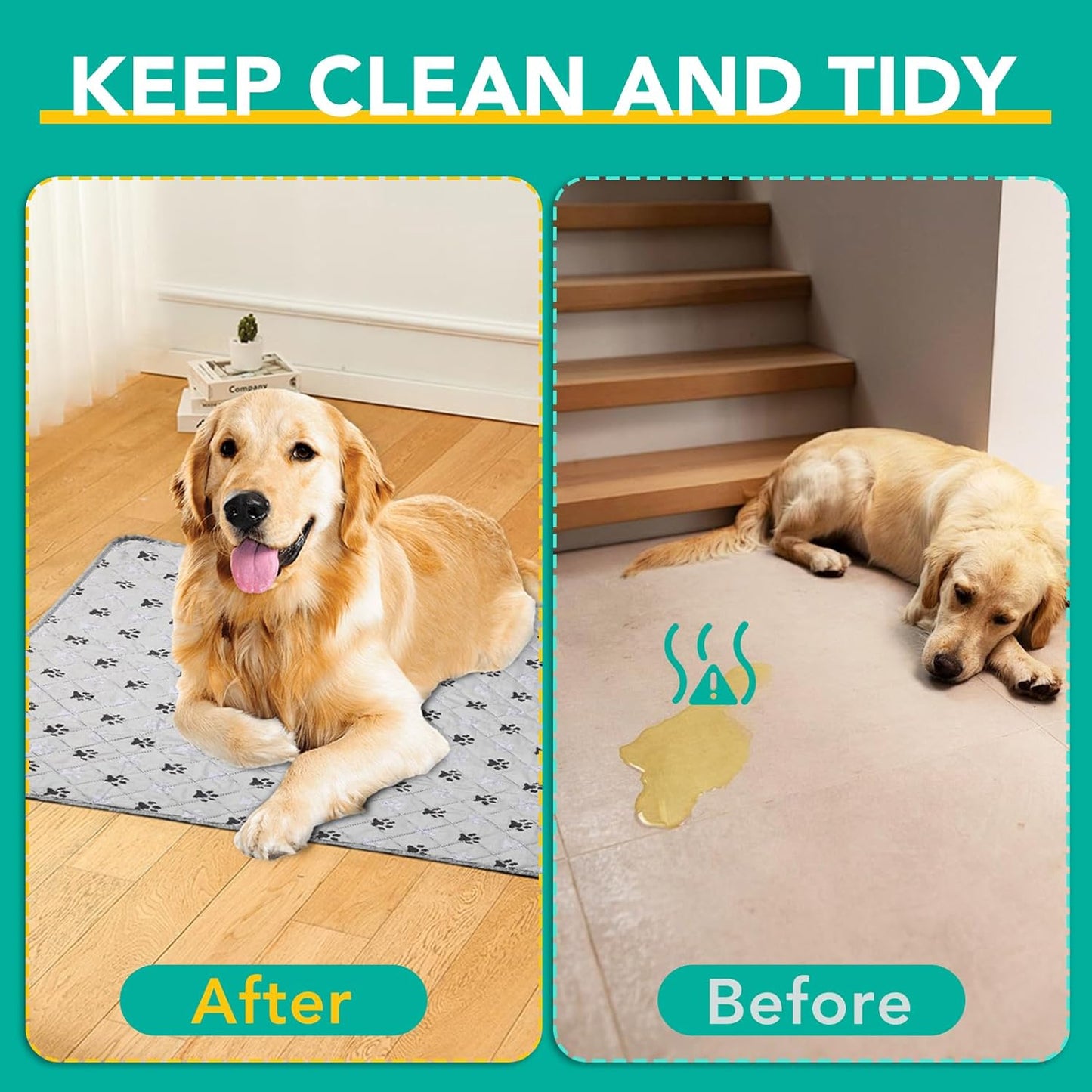 FURWEY 2 Pack Extra Large 72"X72" Washable Pee Pads for Dogs Super Absorbent Dog Training Pads Non-Slip Waterproof Pet Training Pads Mats Whelping Pads for Dogs Cats Puppy