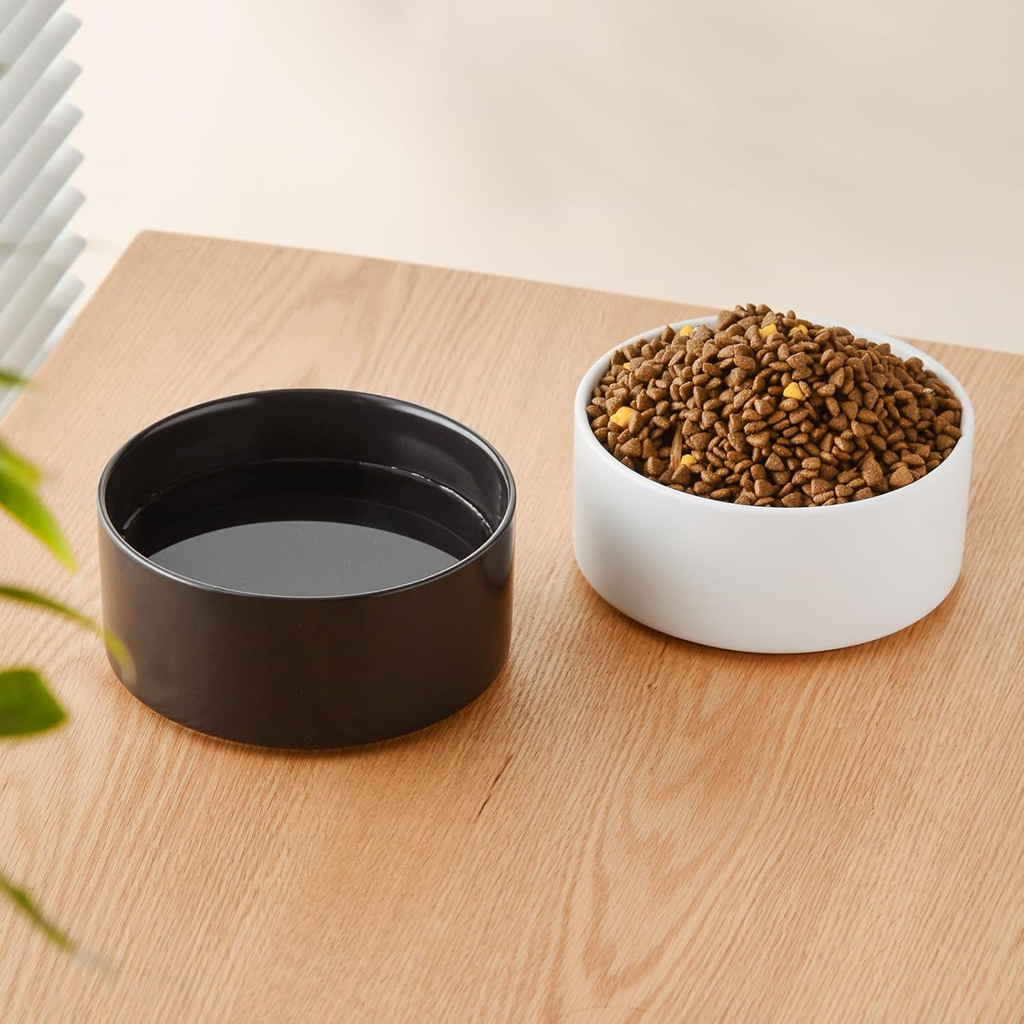 6'' Ceramic Raised Dog Bowl - 30Oz Dog Food & Water Bowl with Elevated Non-Slip Bamboo Stand, Dishwasher & Microwave Safe, Anti Vomiting Heavy Duty Pet Bowl for Small and Medium Dogs, White