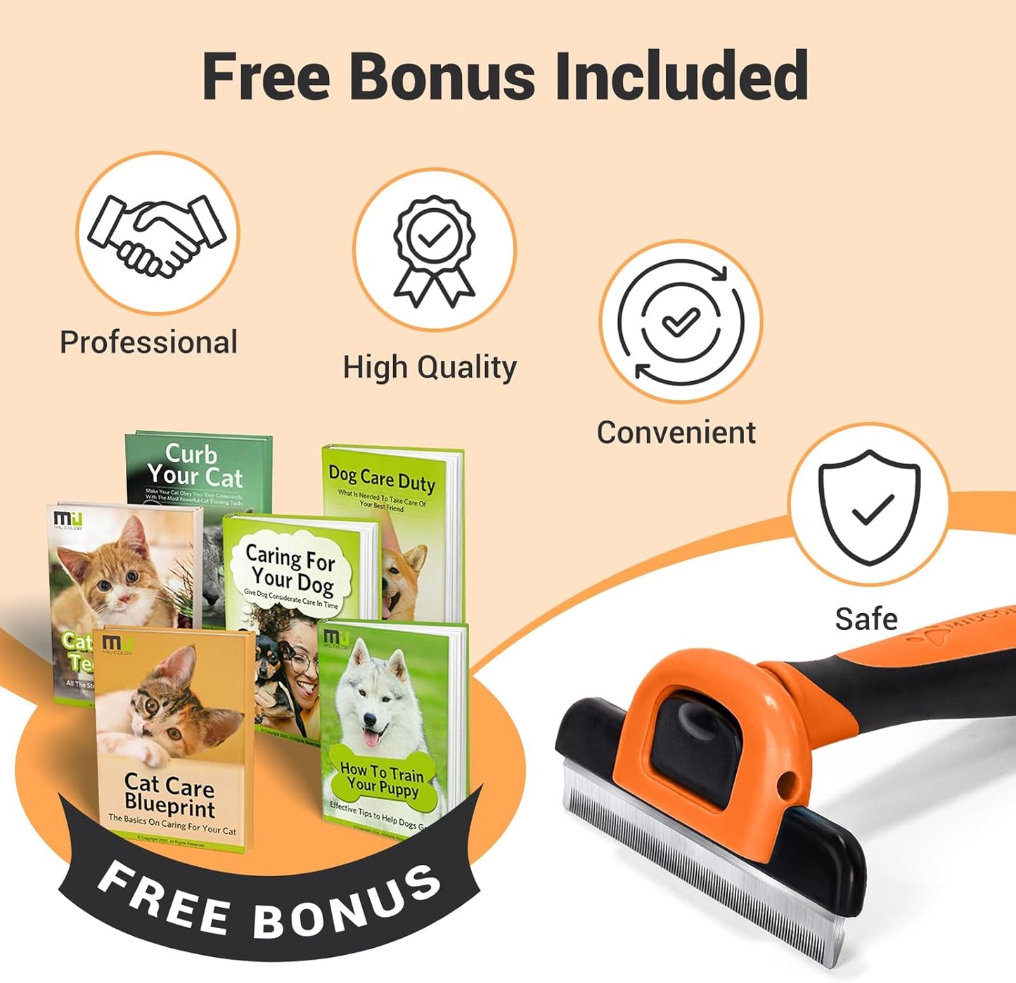 MIU COLOR Pet Grooming Brush, Deshedding Tool for Dogs & Cats, Effectively Reduces Shedding by up to 95% for Short Medium and Long Pet Hair