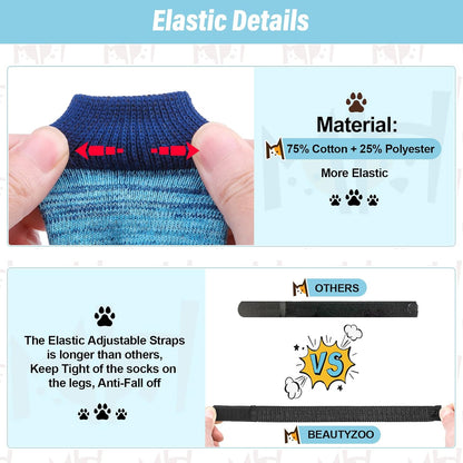 BEAUTYZOO Anti-Slip Dog Socks,Dog Shoes for Hot/Cold Pavement,Paw Protectors with Grips 3 Pairs for Puppy Small Medium Large Senior Old Dogs,Dog Socks to Prevent Licking and Hardwood Floor Protection