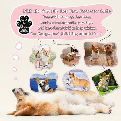 Anti-Slip Dog Paw Protector Pads, Dog Paw Stickers 12 Sets(48 Pcs) Black, for Pets Senior Dogs with Traction on Hardwood Floor, Non-Slip Dog Grips Dog Shoes Boots Socks Replace【XXL】