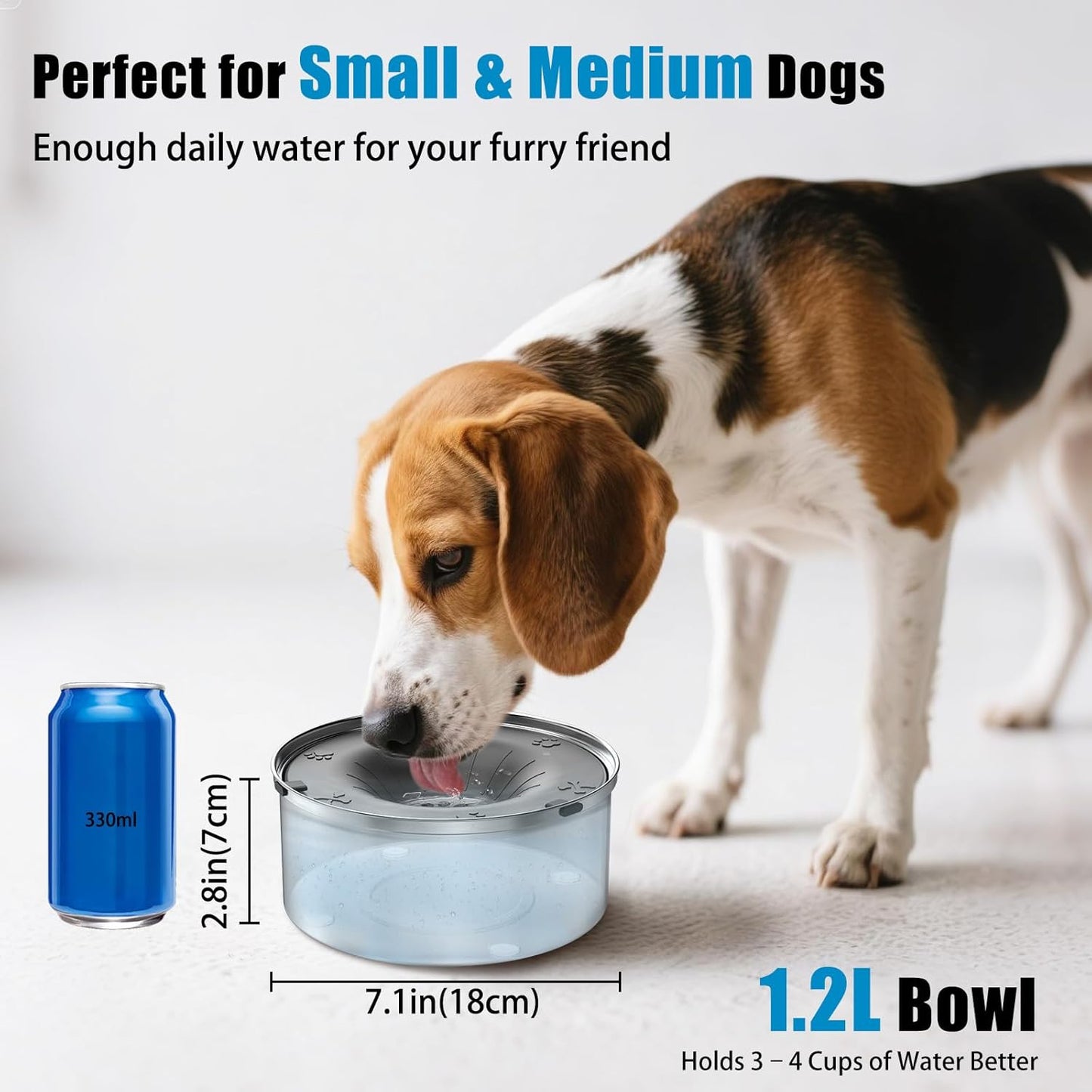 SCHITEC Dog Water Bowl No Spill 1.2L/40oz Slow Drinking Anti-Splash Stainless Steel Dog Bowl with Floating Disk, Spill Proof Pet Travel Water Dispenser for Sloppy Messy Drinkers(Light Gray)