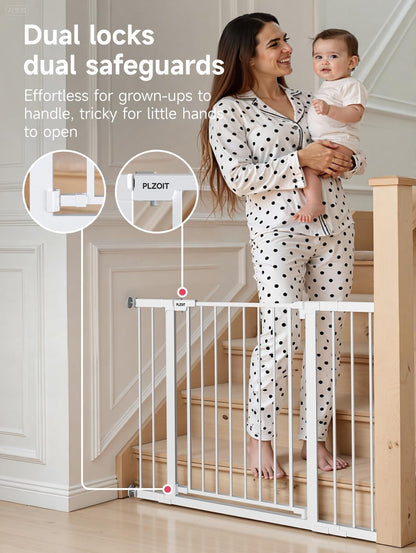 29.5-40.5" Baby Gate for Stairs, Dog Gate for Doorways, Walk Thru Auto Close Metal Baby Safety Gate for The House, Stairs and Doorways, Child Gate Pressure Mounted, Pet Gate for Dog Indoor - Black