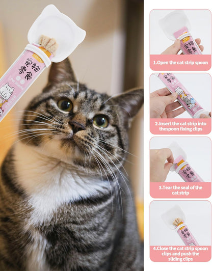 5 PCS Cat Food Can Covers Lids Set, Silicone Pet Food Can Lids with Multi-Function Cat Food Spoon and Opener, Cat Bar Squeezer, Stainless Steel Wet Food Spoon for Cats and Dogs (Pink) (Pink)