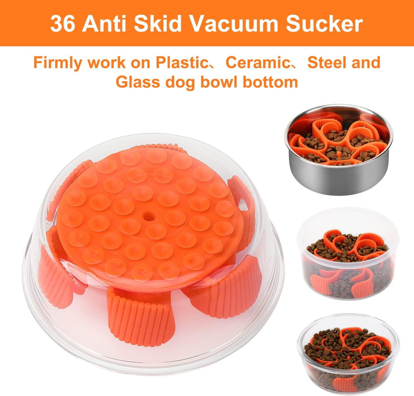 Anipaw Dog Slow Feeder Bowls Silicone Spiral Pet Food Feeder Insert to Slow Down Eating for Large Medium Small Breed Dogs Perfect with Stainless Steel Glass Ceramic Pet Bowls (Grey)