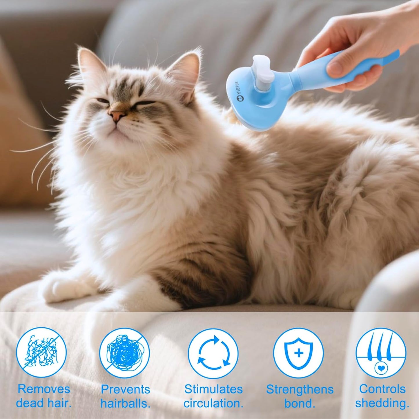 Cat Hair Brush,Cat Brush for Shedding,Soft Silicone Self Cleaning Brushes for Short and Long Haired Cats for Grooming and Shedding
