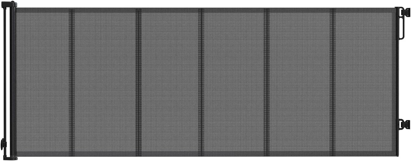 Reinforced 120" Extra Wide Retractable Baby Gates for Stairs, Mesh Saftey Gate for Pets, 10 Foot Retractable Dog Gate, No Drilling, One-Hand Operation, Retractable Gate for Indoor & Outdoor Use