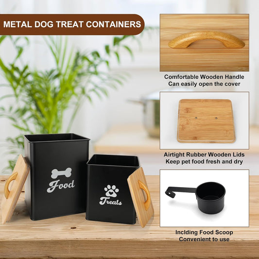 Dog Treat Container 2PCS, Dog Food Storage Container with Lids Airtight, Dog Treat Jars for Kitchen Counter-7+3Lbs, Small Dog Cookie Jar for Storage, (Upgraded) White